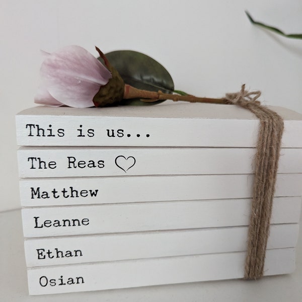 Personalised Family Names Book Stack Gift! Beautiful, Neutral Home ...