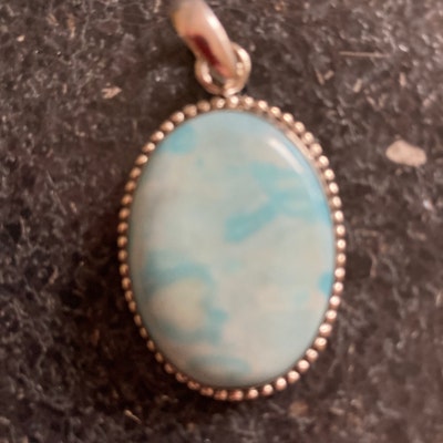 Larimar Earrings, 925 Silver Earrings, Round Larimar in Hoop Earrings ...
