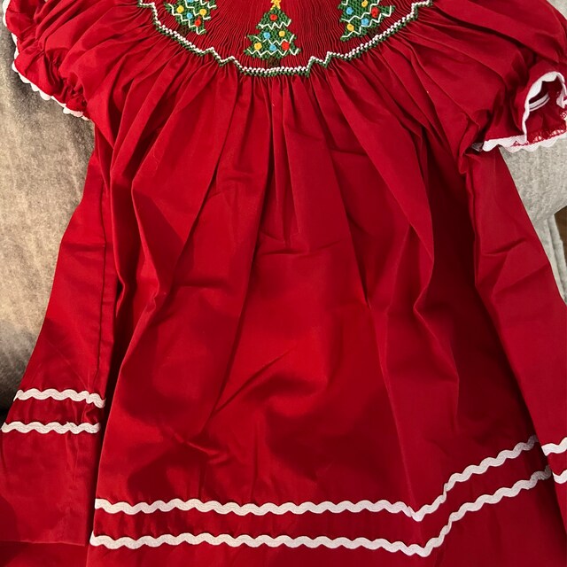 Smocked Christmas Tree Dress on Red - Vintage Style, Holiday Dress, Baby  Girl, Bishop Dress, Heirloom Dress, Matching Sibling Outfits 152 *G - Etsy