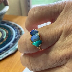 Customer photo from P.k., Three Stone Raw Australian Opal Ring