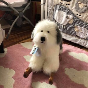 Old English Sheepdog. Genuine Sheepskin Rocker. Fluffy 