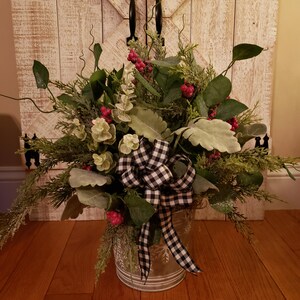 Farmhouse Decor Country/ Primitive Floral Arrangement Cotton | Etsy