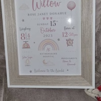 New Baby Personalised Print | Birth Details Gift | Keepsake Print | New ...