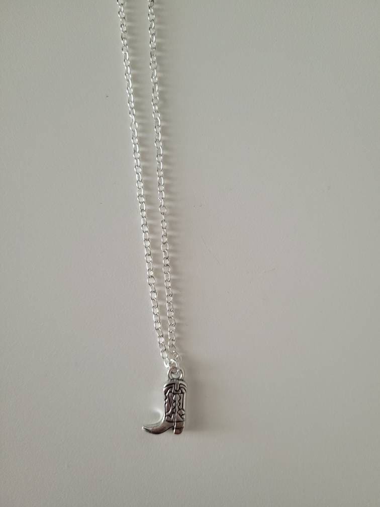 Cowboy Boot Silver Chain Necklace Pendant Jewellery Gift