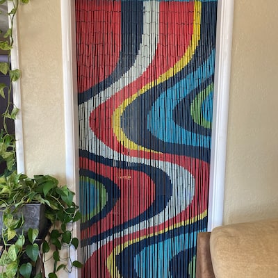 Color Art Bead Curtain/ Bamboo Door Curtain/ Door Beads / Beaded Door ...