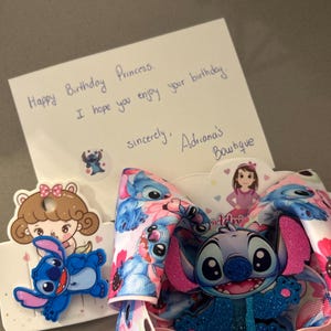 Little stitch hair bow, lilo bow, stitch birthday bow, stitch bow for girls, stitch birthday hairbow, stitch outfit hair bow, stitch bows