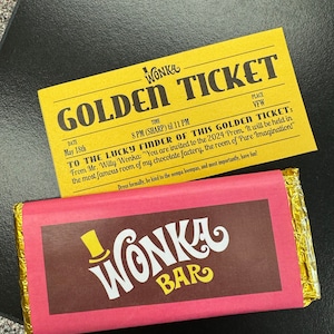 Willy Wonka JR. Prop Wonka Bar Wrappers, Nutty Crunch Surprise, Whipple ...