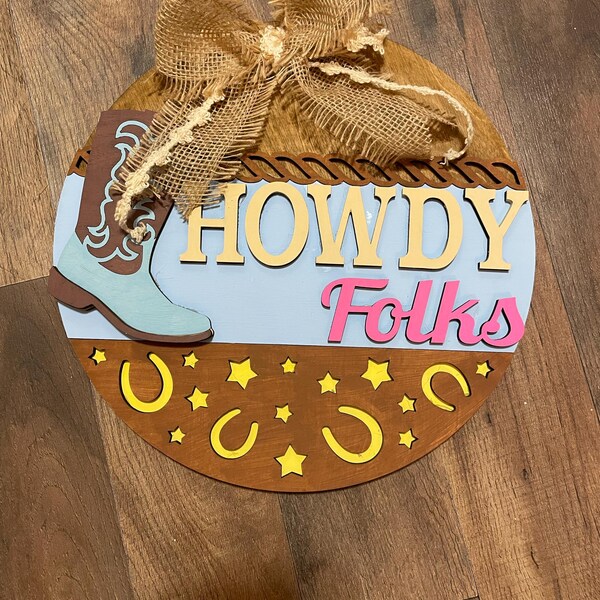 Unfinished Wood Round DIY Kit | Howdy Y'all Handkerchief Door Hanger ...
