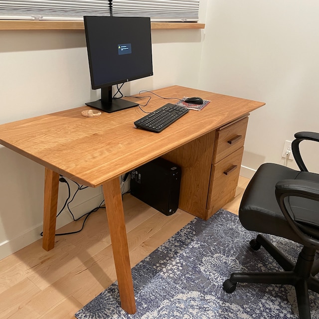 Mid Century Desk With Drawers, Mid Century Modern Desk, Wood Cherry Desk  With Drawers, Executive Desk,office Desk,custom Solid Wood Desk,mcm 