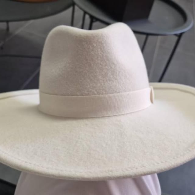 Lack Of Color Pale Cream Wide-Brim Fedora with Embroidered Band Bridal 3-in-1 Beige Fedora - Wide Brim – Jukebox Fashion main image 2