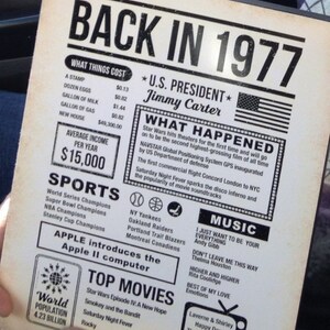 Back In 1977 PRINTABLE Newspaper Poster 1977 DIGITAL | Etsy