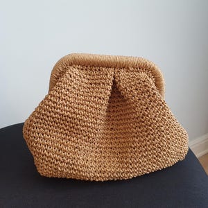 Pink Woven Metallic Raffia Leather Pouch Clutch Bag | Evening Wedding Clutch Bag | Gift For Her