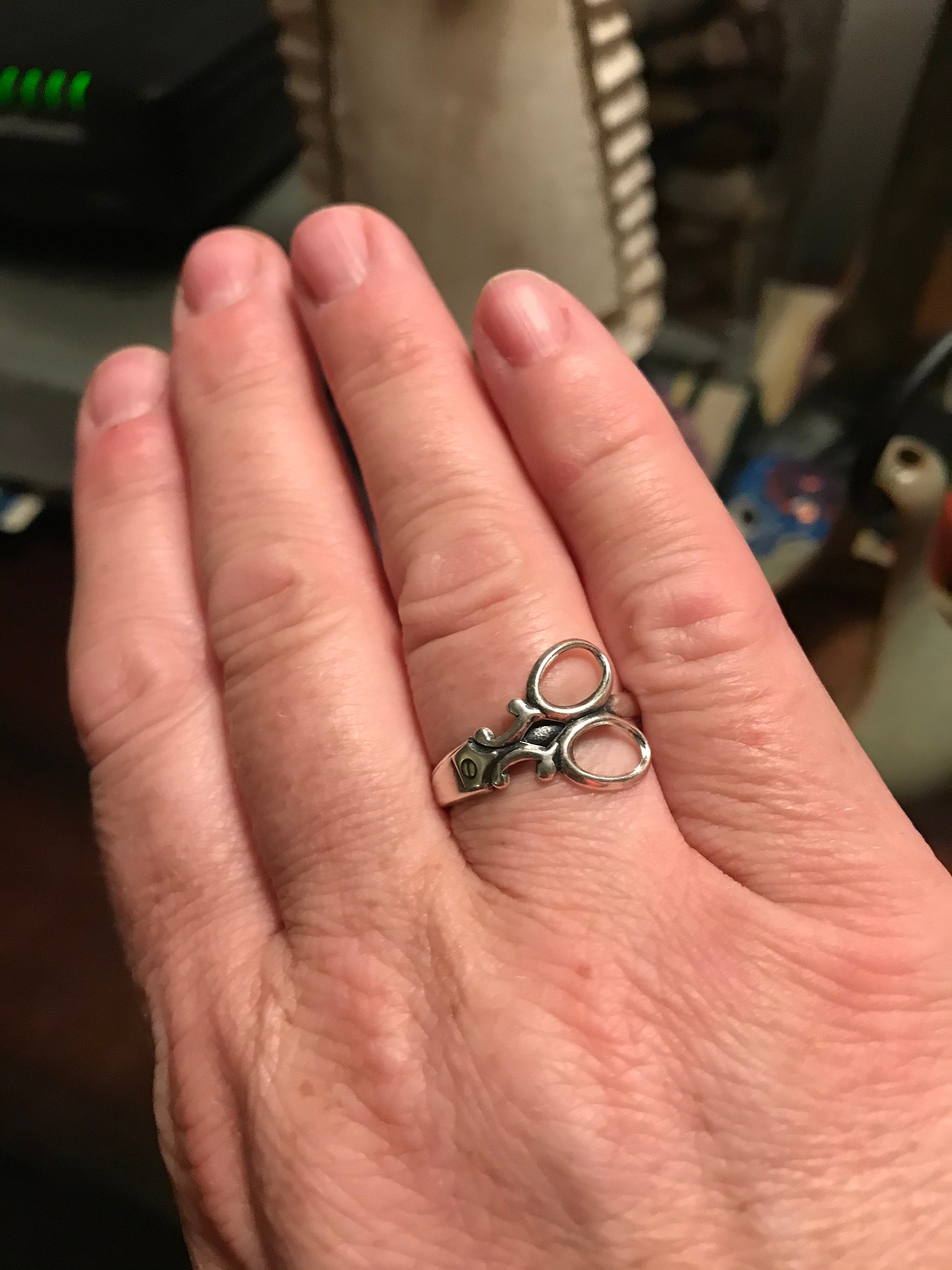 Scissor Ring, Scissor Stacking Ring, Sterling Silver, Gold, Rose Gold Finishes, Midi Rings, Thumb Ring, Scissor Jewelry, Medium Scissor