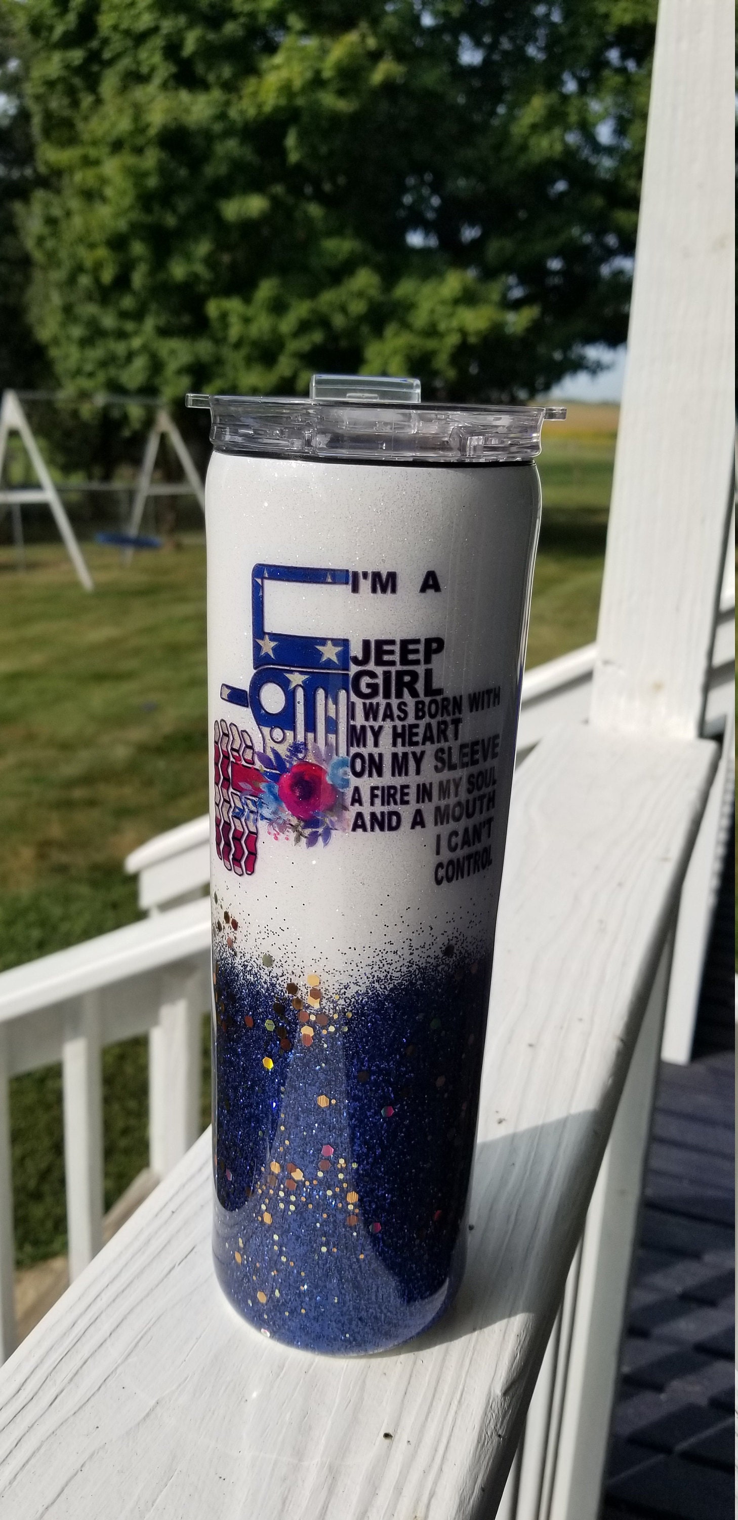 Download Jeep Girl with a Mouth Custom Ombre' Glitter Tumbler ...