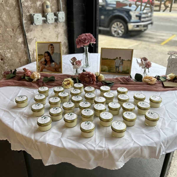 Eucalyptus Bridal Shower Favor Candles / Personalized 4 Oz. Soy Candle ...