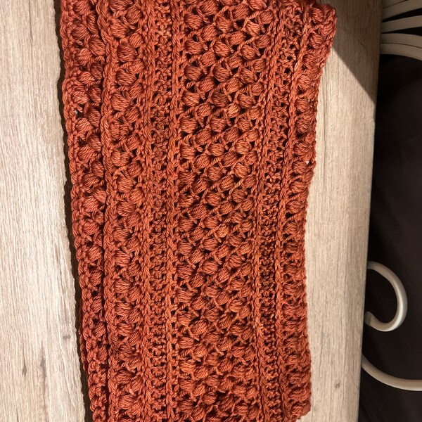 Crochet Mustard Puff Infinity Scarf Pattern, Textured Cowl (PDF Pattern ...
