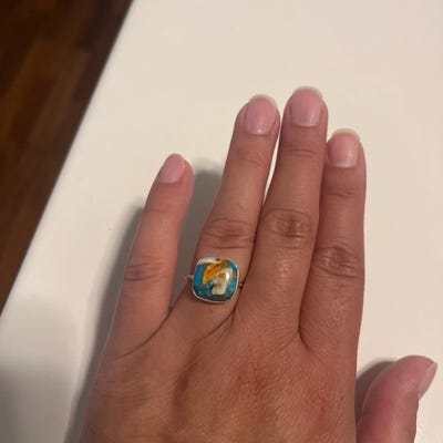 LovePlus S925 Sterling Silver Oyster Turquoise Ring – Handmade Vintage Carving Design For Men & Women