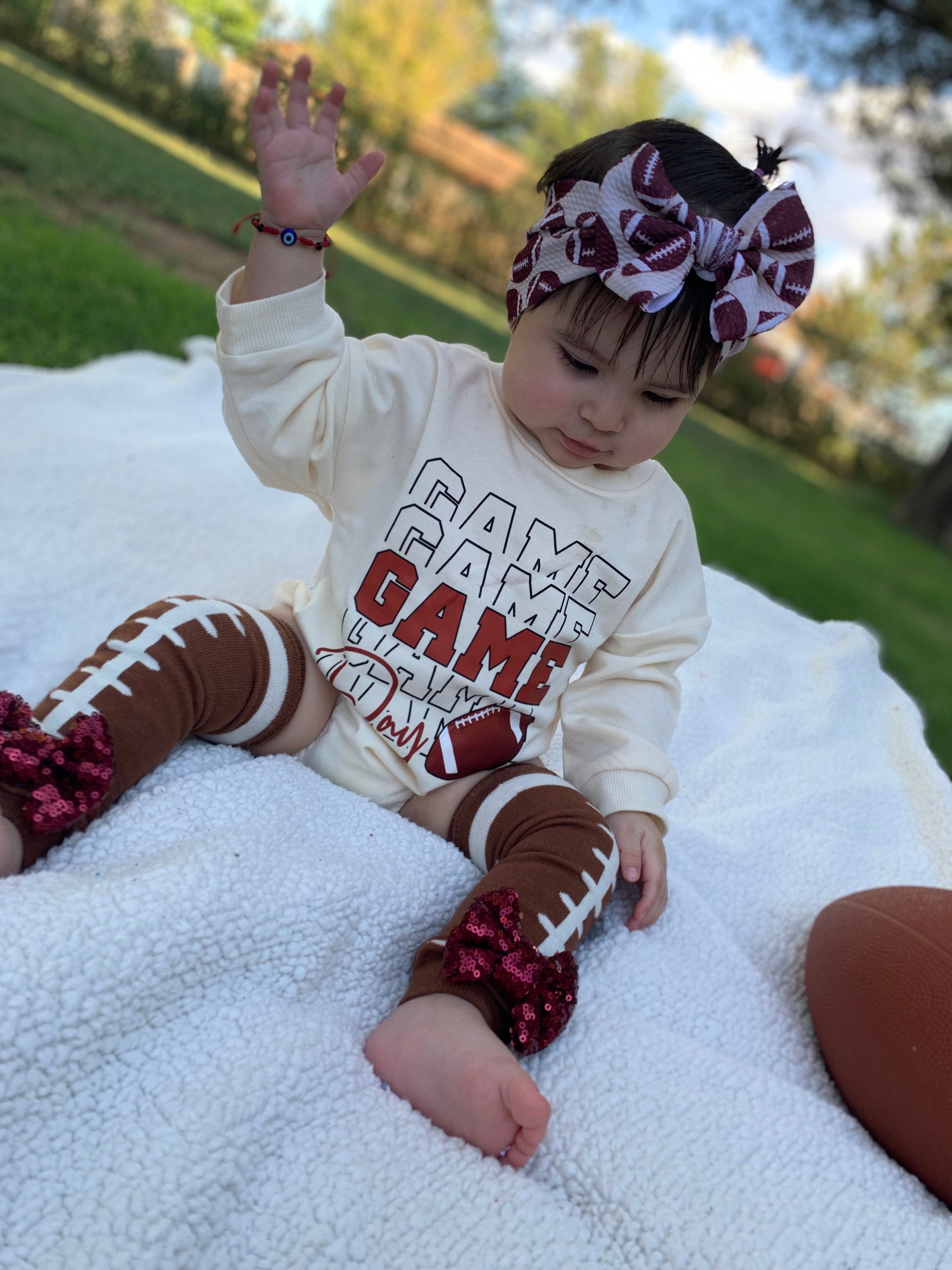 Baby Football Leg Warmers, Sequin Bow Football Leg Warmers for Baby and Toddler, Football Accessories for Kids