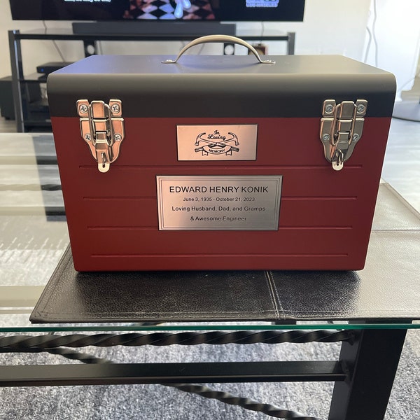 Red Toolbox Cremation Urn for Adults: Crossed Tools, Free Name Plate - Etsy