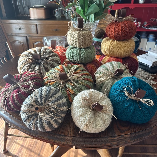 A customer's finished Petal Loop Stitch Pumpkin Crochet Pattern + Video