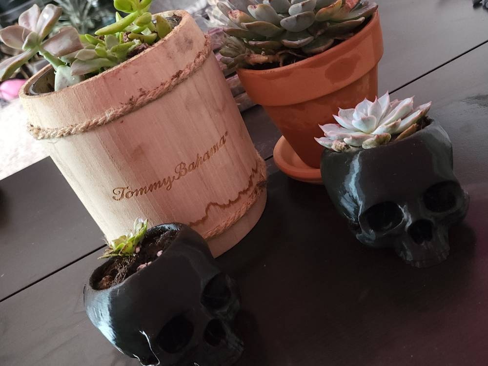 Skull Succulent Planter • Gothic Home Garden Decor • 3D Printed