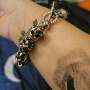 Skull Bracelet, Sterling Silver Skull Bracelet Chain - Etsy