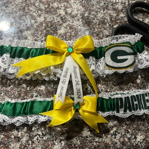Green Bay Packers Inspired Wedding Garter Belt w/ White Lace Toss or Set Green Yellow Green Bay Packers Inspired Wedding Garter Belt w/ White Lace Toss or Set Green Yellow