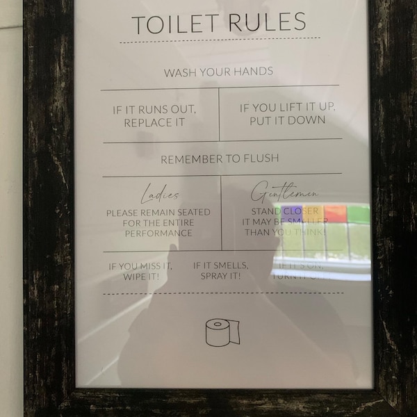 Toilet Rules Sign, Loo Decor, WC Poster, Bathroom Wall Art - Etsy UK