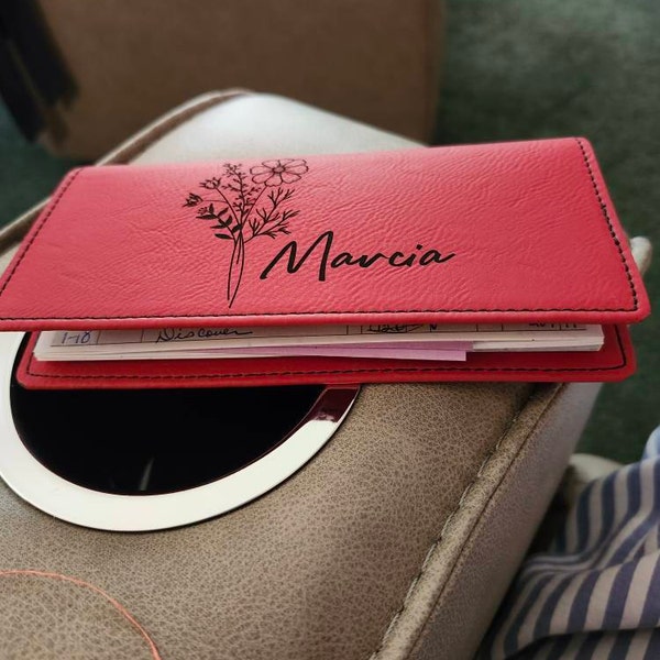 Personalized Checkbook Covers, Leather Check Wallet, Engraved Checkbook ...