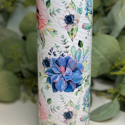 20 Oz Skinny Tumbler Png Succulent Plant Wrap Tapered Straight Template ...
