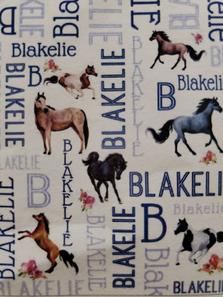 Personalized Horse Baby Blanket - Horse Sherpa Throw Blanket -  Personalized Baby Girl Blanket - Floral Horse Personalized Baby Blanket