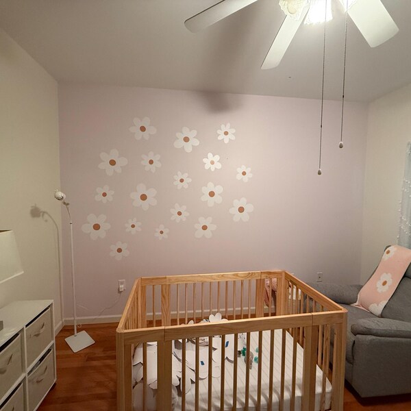 Large Wall Decals Daisies, Floral Wall Stickers for Bedroom, Cute White ...