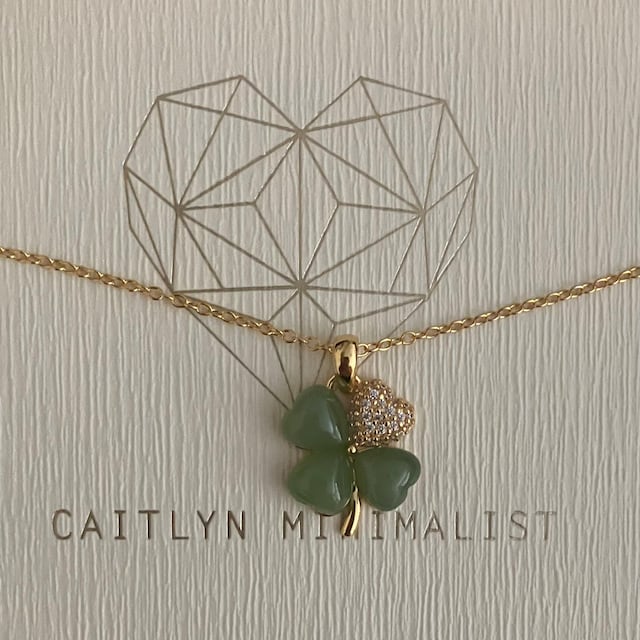 Lucky Jade Clover Necklace by Caitlyn Minimalist • Diamond