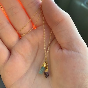 Customer photo from Mandalyn, Personalized Dainty Raw Gemstone Birthstone Necklace