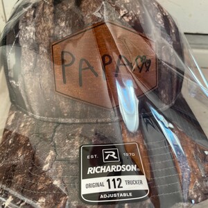 Custom Leather Patch Hat for Father's Day-engraved With 'dad' Writing ...