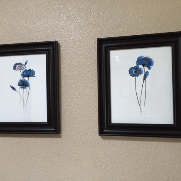 Poppy Art Print, Poppy Print Wall Art, Blue Poppy Flower, Foral Wall ...