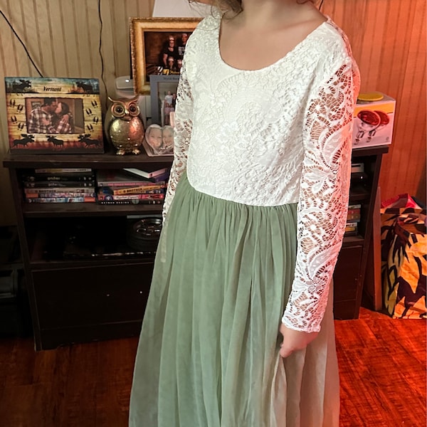 Lace Ankle-length Burnt Orange Boho Flower Girl Dress