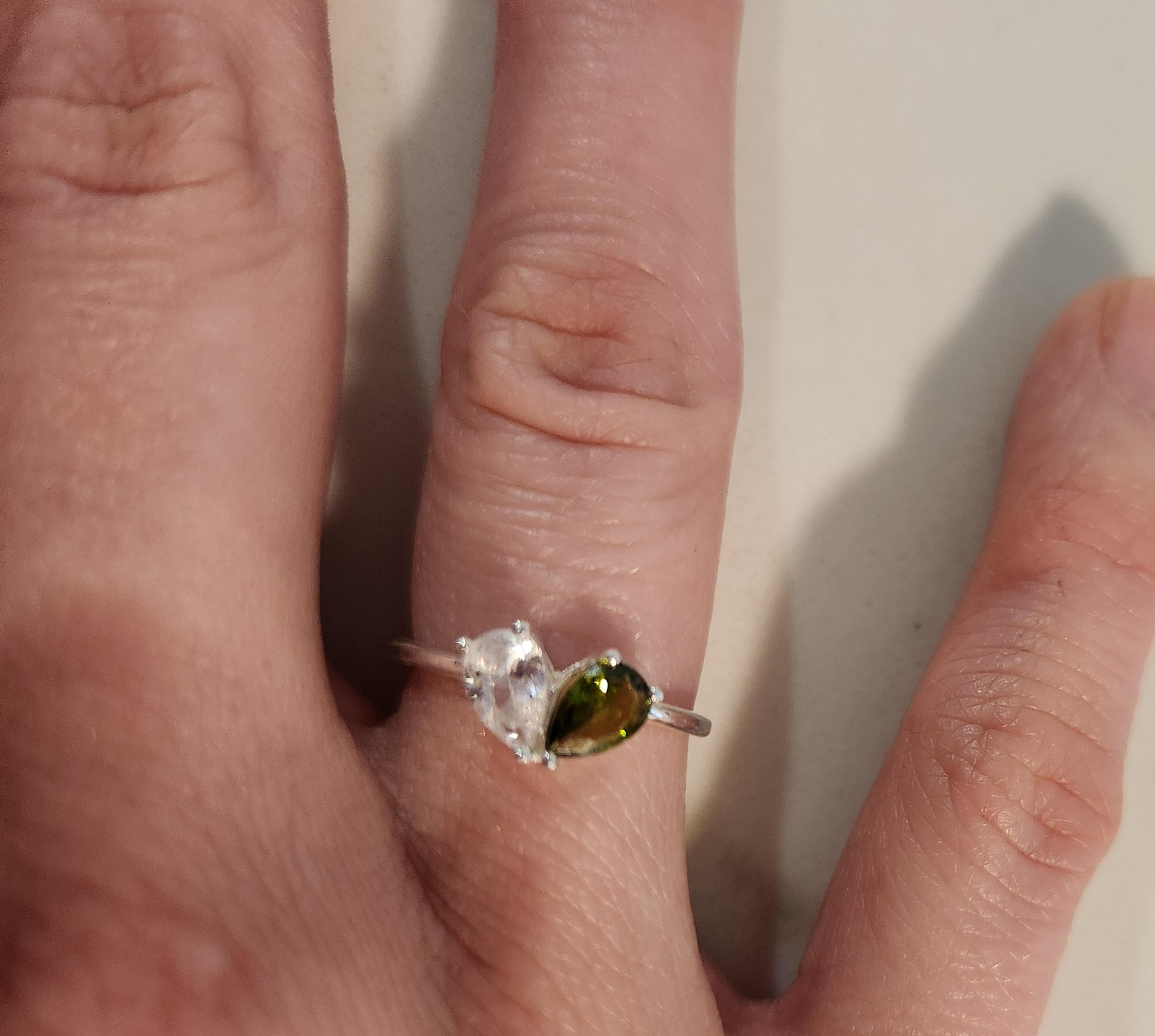 Custom Heart Birthstone Ring, Pear Cut 2 Birthstone Ring, Custom Stacking Ring, Christmas Gifts, Gift for Mom/Mother, Birthday Gift for Her