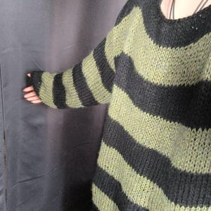Striped Sweater, Uniform Green and Black Stripey Jumper