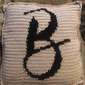 Crochet monogram pillow pattern personalized crochet home | Etsy
