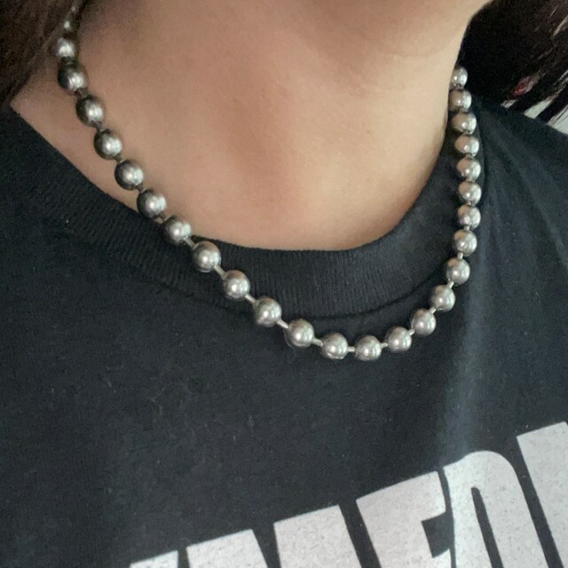 ★関税込★BLACKPURPLE★8mm Little Pearl Ball Chain Necklace ☆関税込☆BLACKPURPLE☆6mm Little Pearl Ball Chain Necklace