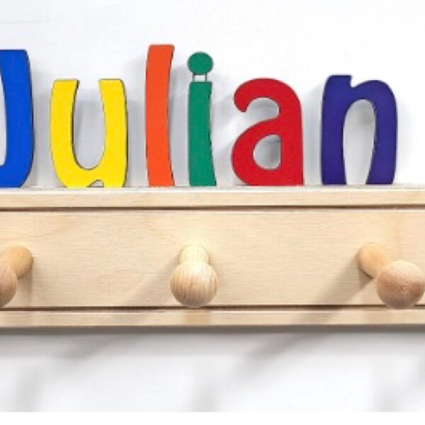 Colorful Kids Coat Rack With Personalized Name - Fast Delivery - Etsy