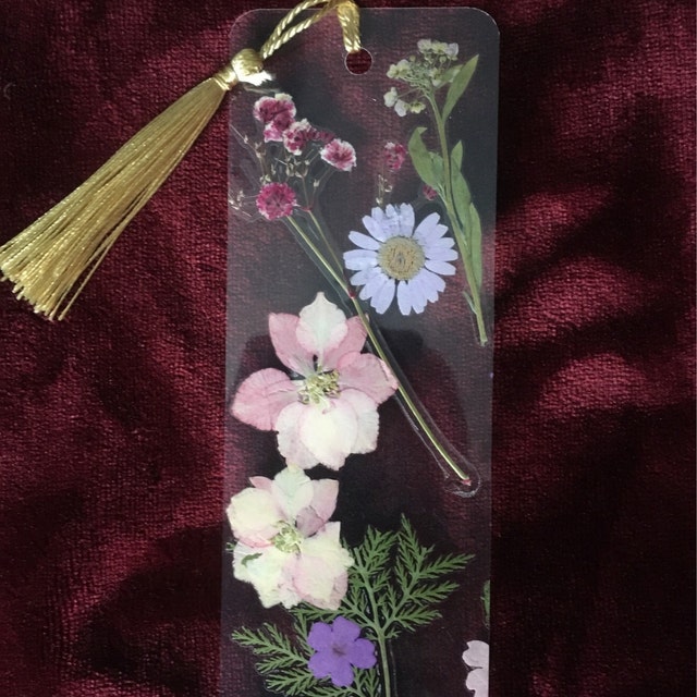 Pressed Flower Bookmark. Real Dried Flower Bookmark. 