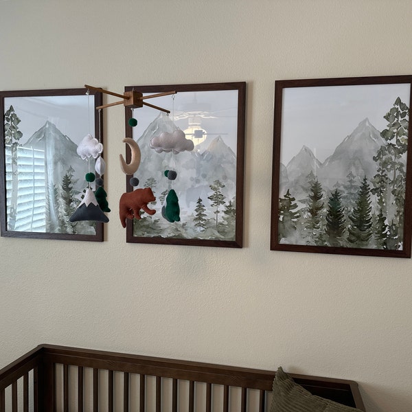 Mountain Nursery Wall Art Set of 3 | Forest Nursery Prints | Adventure ...