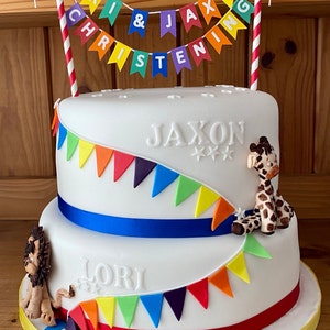 Rainbow Cake Bunting Cake Topper Personalised - Etsy
