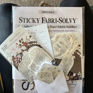 Sulky Fabri Solvy, Printable Stabilizer, Stick and Stitch Paper, Embroidery Transfer Patches ...