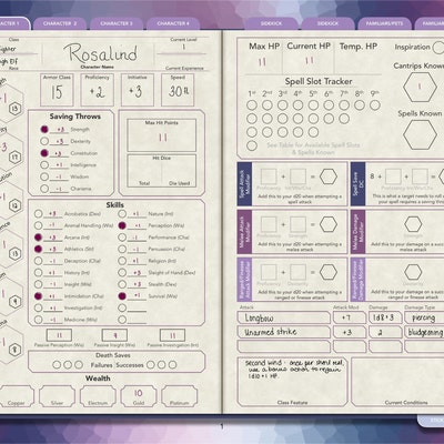 Printable Dnd Character Journal Dnd Character Sheet With Etsy