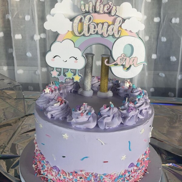 Cloud 9 Cake Topper: Pastel Rainbow Birthday Party Decor - Etsy