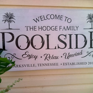Custom Poolside Sign Family Name Sign Outdoor Wall Decor Backyard Pool ...