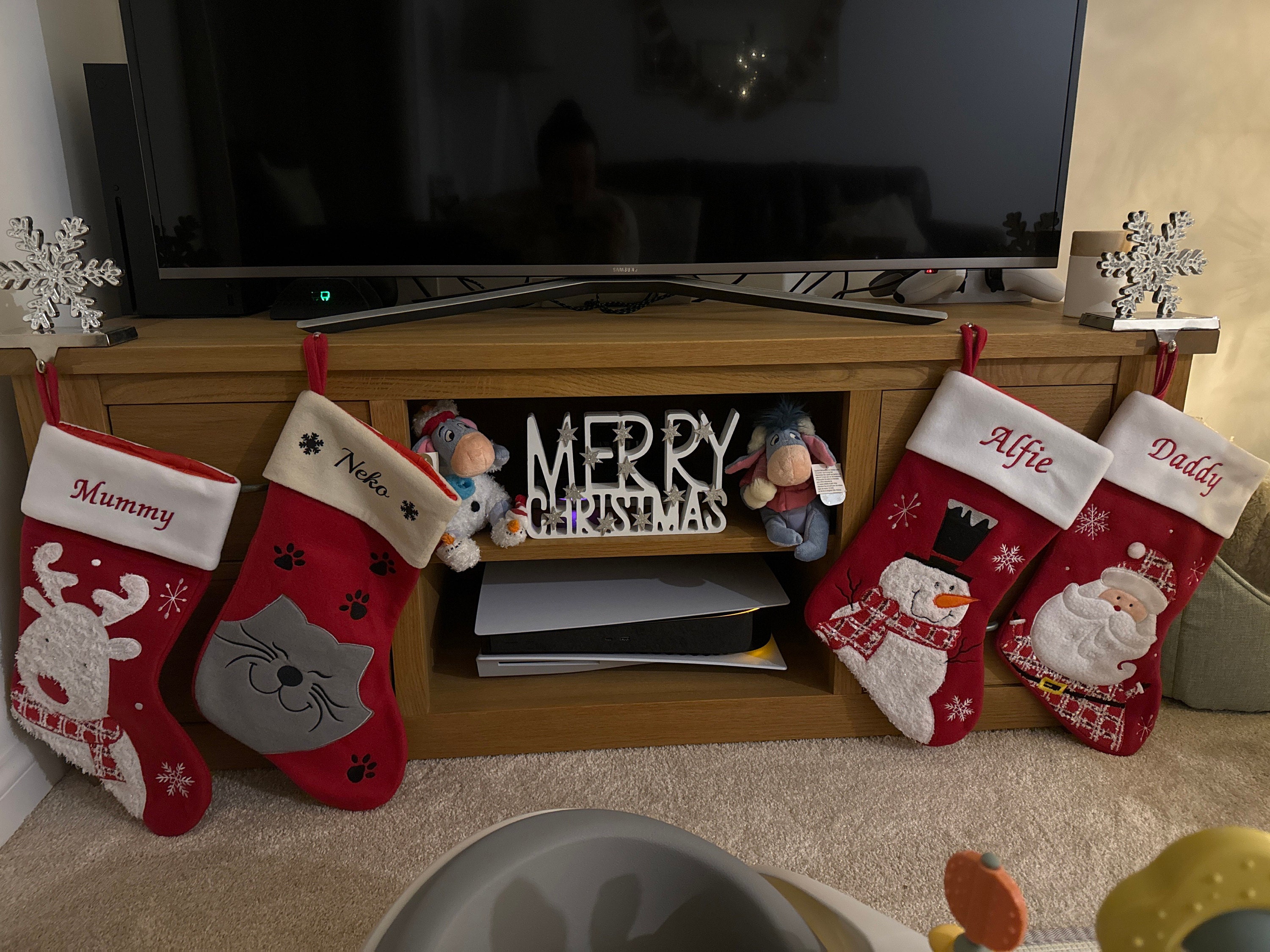 Luxury Deluxe Personalised Embroidered Christmas Fluffy Santa / Snowman / Penguin / Reindeer